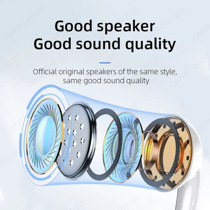 Cross-sectional view of white mic wired headset internal speaker components with metallic and blue diaphragms for galaxy s24 5mm earphone
