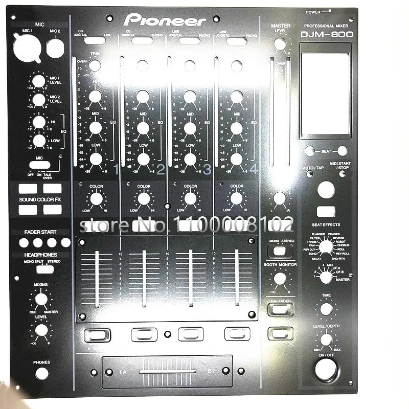 Black pioneer DJM-800 professional mixer with silver trim featuring faceplate DNB1144 fader and fader panel DAH2427 DAH2426 brand new original