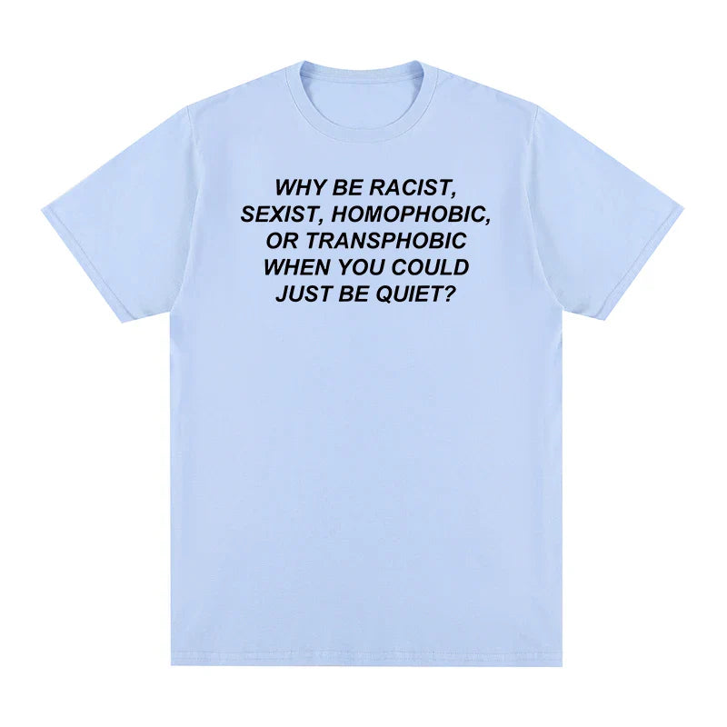 Light blue cotton Frank Rapper hip hop t-shirt with black text print on chest for men and women