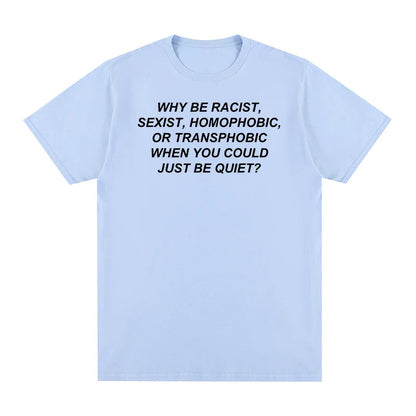 Light blue cotton Frank Rapper hip hop t-shirt with black text print on chest for men and women