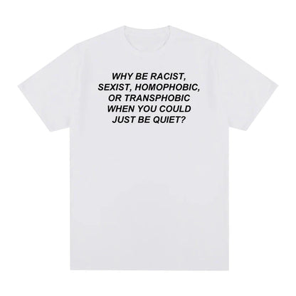 White cotton frank rapper hip hop t-shirt with black text print for blond cotton men and tee tshirt womens