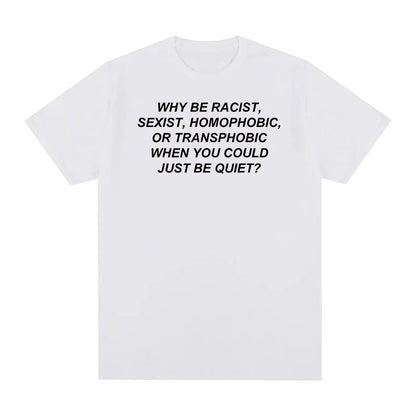 White cotton frank rapper hip hop t-shirt with black text message on the chest for men and women