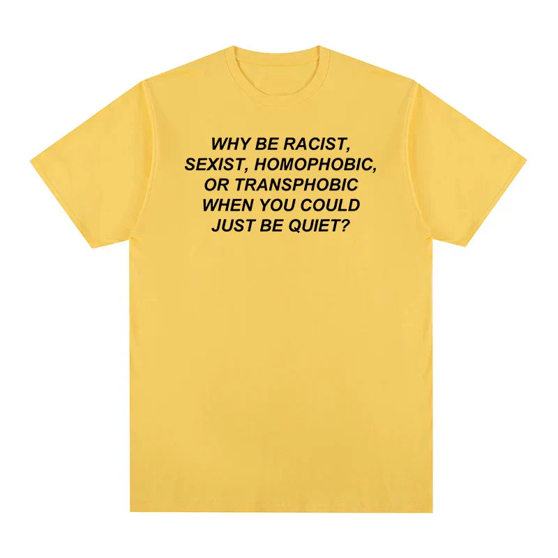 A bright yellow frank rapper hip short-sleeved tee tshirt womens top made of blond cotton men fabric