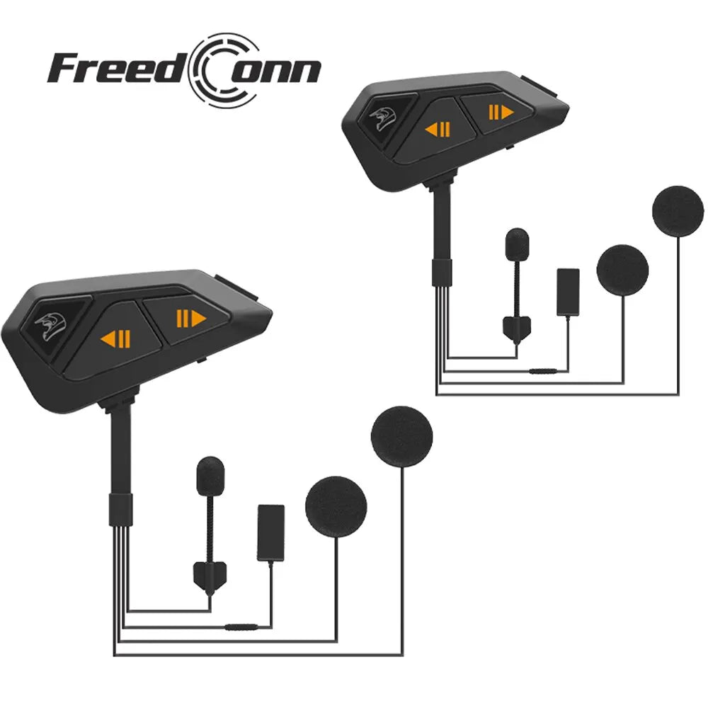 Black freedconn fg bluetooth helmet intercom headset with orange buttons and multiple microphones interphone communicator 10riders