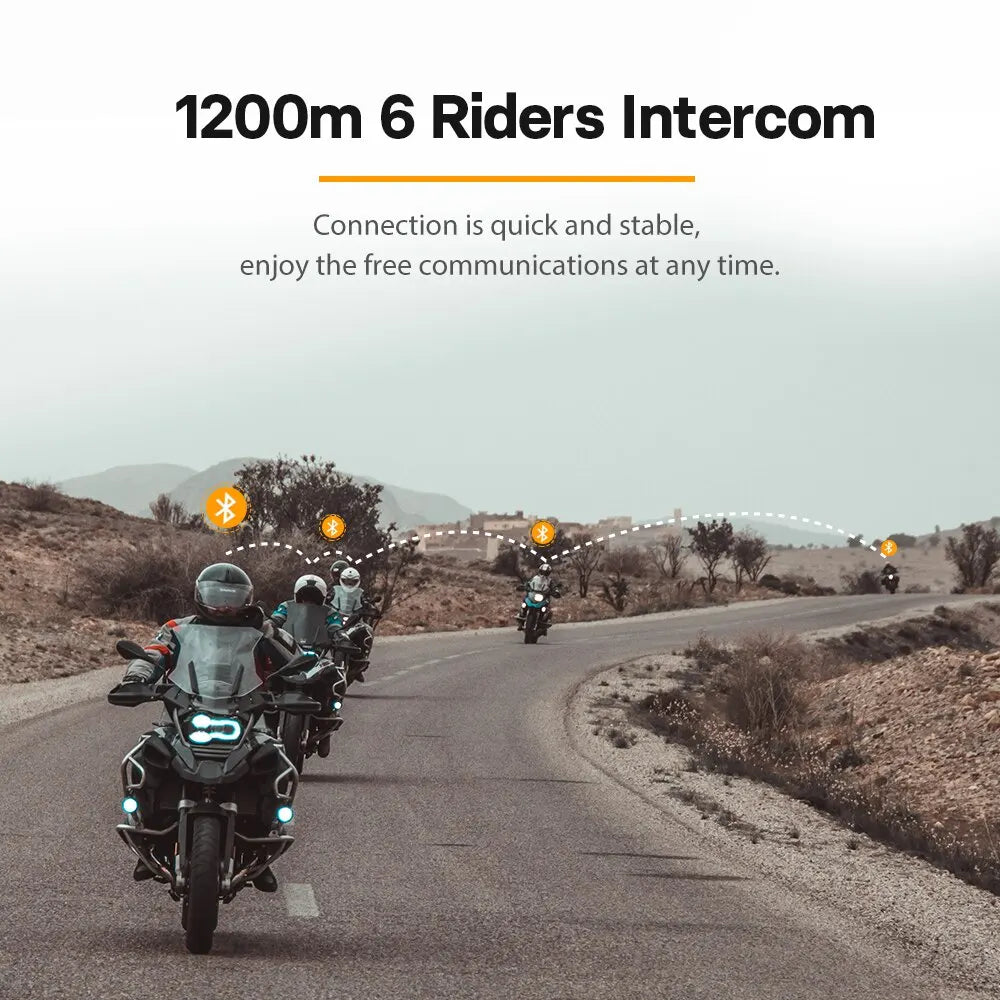 Black motorcycle with blue led lights paired with freedconn fg bluetooth helmet intercom headset for interphone communicator 10riders