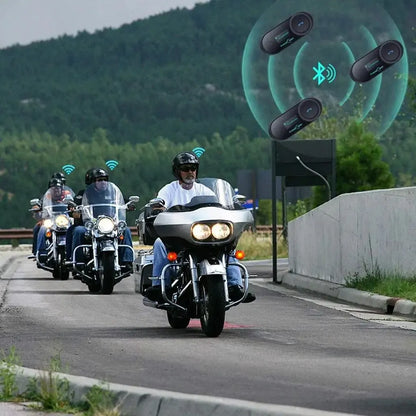 Black freedconn t com sc bluetooth motorcycle intercom helmet headsets with sleek design and green connectivity icons