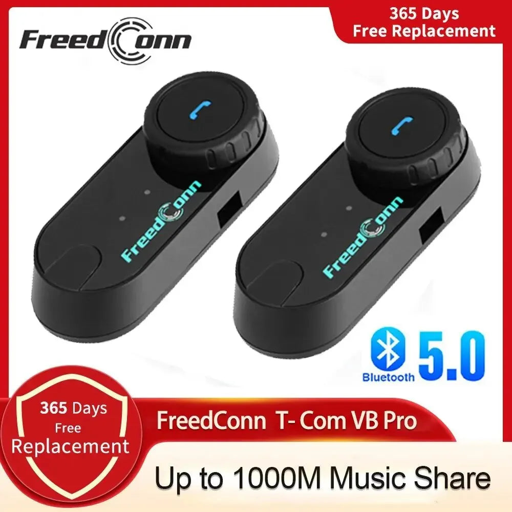 Black freedconn t com vb motorcycle helmet headset bluetooth stereo intercom with teal branding and blue phone button
