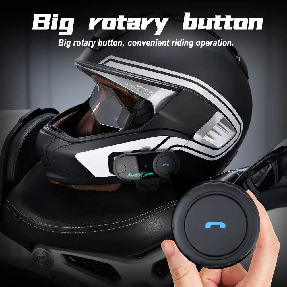 Black and white freedconn t com vb motorcycle helmet headset with bluetooth stereo intercom and rotary button for riding use