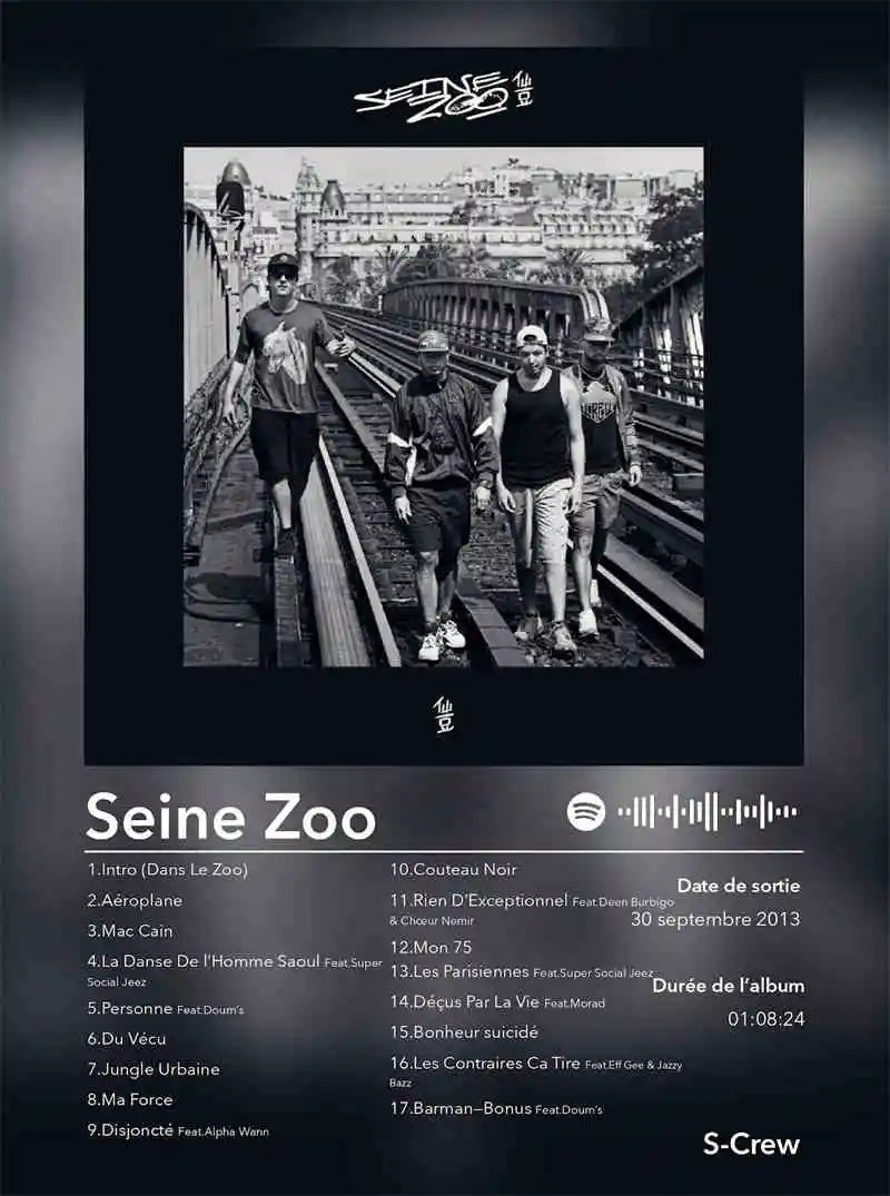 Black and white poster aesthetic 2pac featuring s crew on train tracks with cityscape for hip hop wall decor