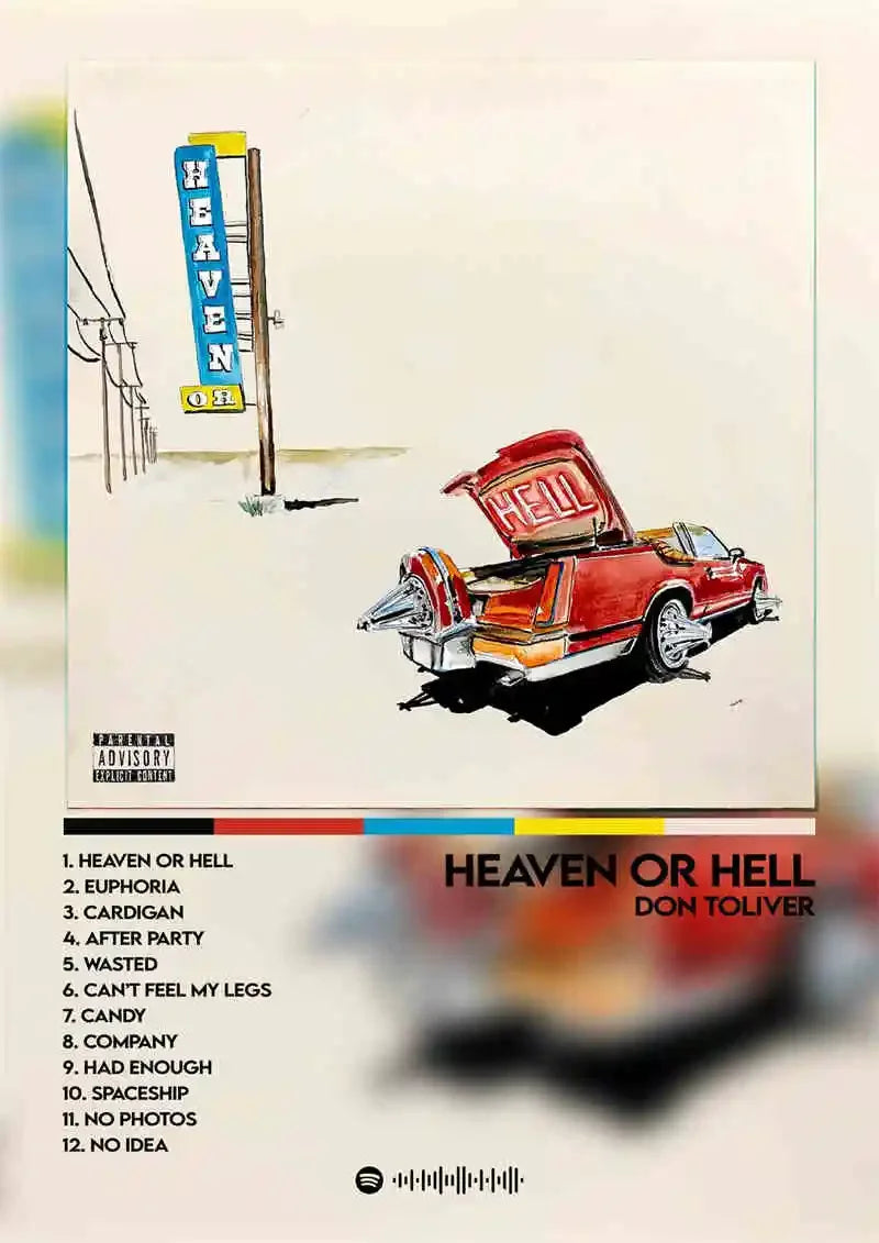 Red convertible car with open trunk and hell sign featured on the back in a poster aesthetic 2pac pnl plk errr canvas print