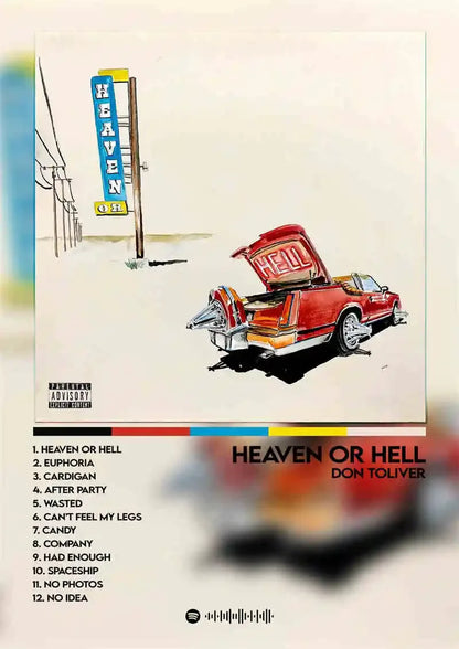 Red convertible car with open trunk and hell sign featured on the back in a poster aesthetic 2pac pnl plk errr canvas print
