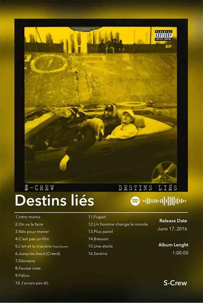 Yellow-tinted poster aesthetic 2pac featuring s-crew destins liés convertible scene for hip hop room decor