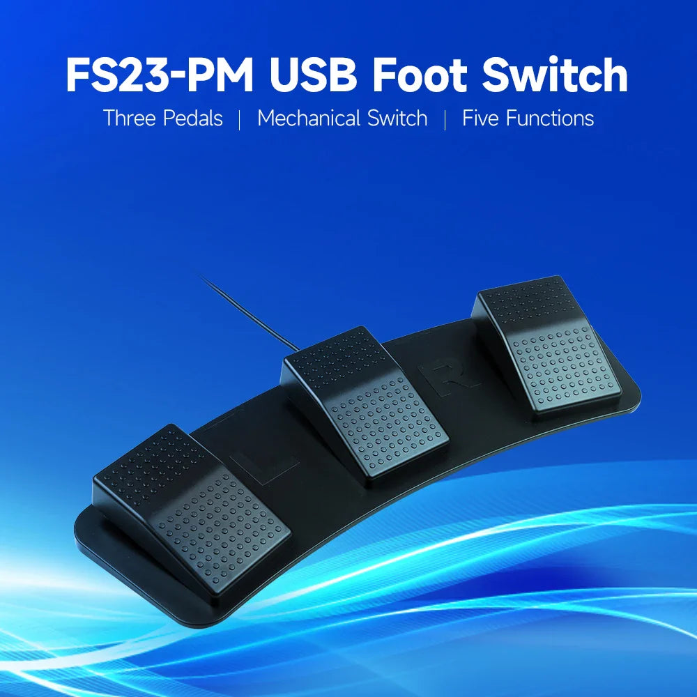 Black fs23-pm usb triple foot switch multifunctional mechanical pedal for image acquisition music and game control