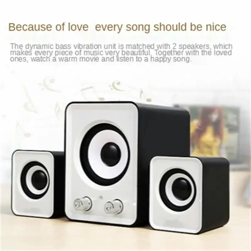 Black and white full-range speakers 3-in-1 stereo loud speakerswireless with silver knobs and central subwoofer for bluetooth use