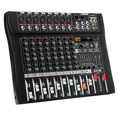 Black fuluode ax-80 audio mixer with multiple channels colorful knobs and sliders professional mixer control sound mixing board usb