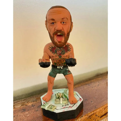 Conor mcgregor bobblehead resin statue in green shorts with detailed chest tattoos for indoor outdoor decoration