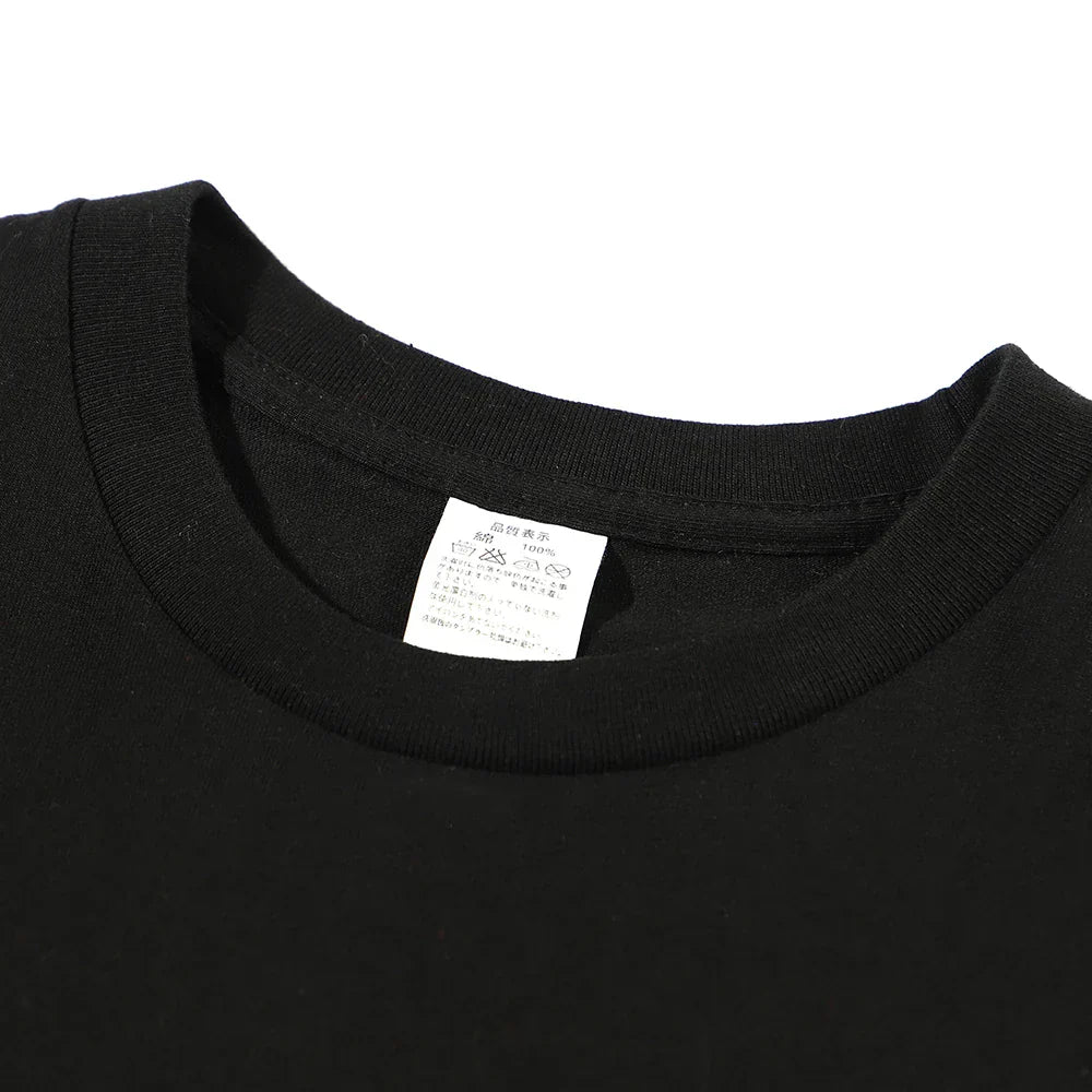 Black cotton funny music player hip hop tee male tops summer loose crewneck t-shirt with white care label inside collar