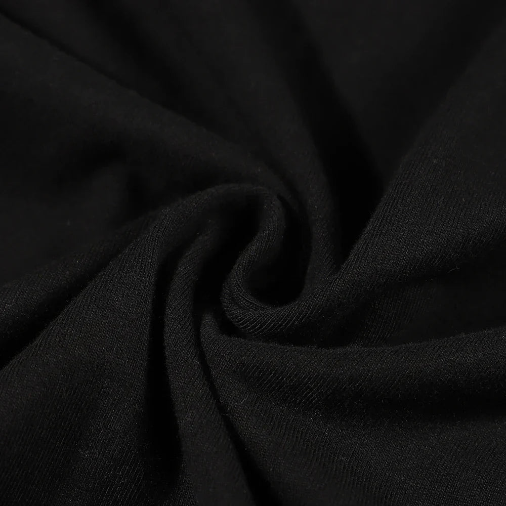 Black soft-textured cotton fabric with gentle folds for funny music player hip hop tee male tops summer shirt