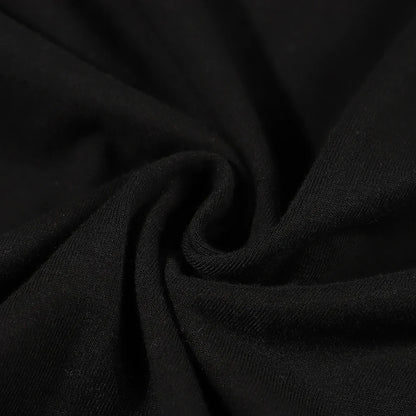 Black soft-textured cotton fabric with gentle folds for funny music player hip hop tee male tops summer shirt