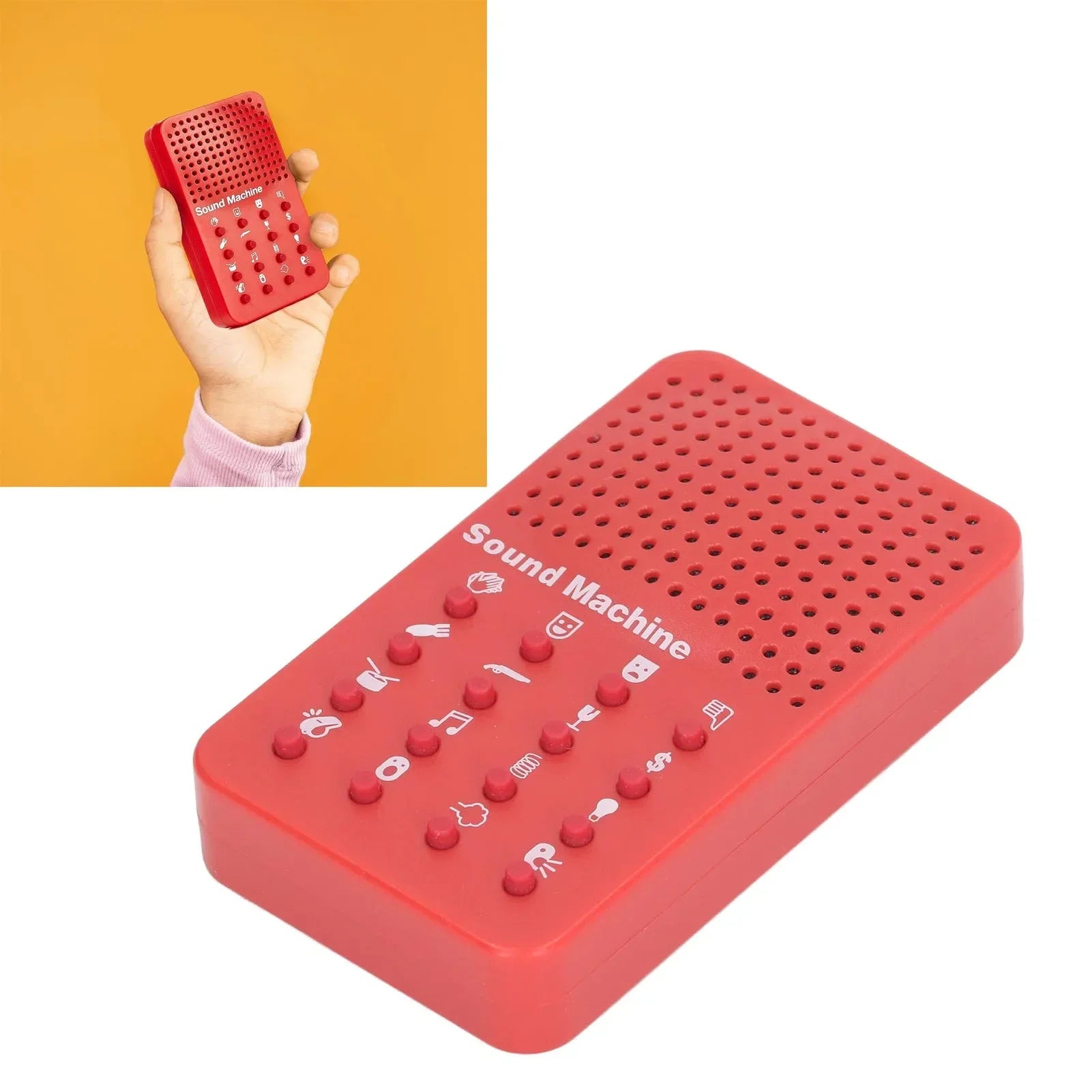Red plastic funny sound maker machine with 16 sound effects and grid button layout portable electronic novelty sound effects machine