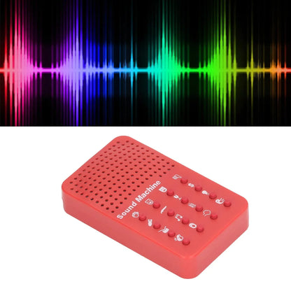 Red plastic sound effects machine with grid holes and white icons for audio settings portable electronic novelty funny sound maker