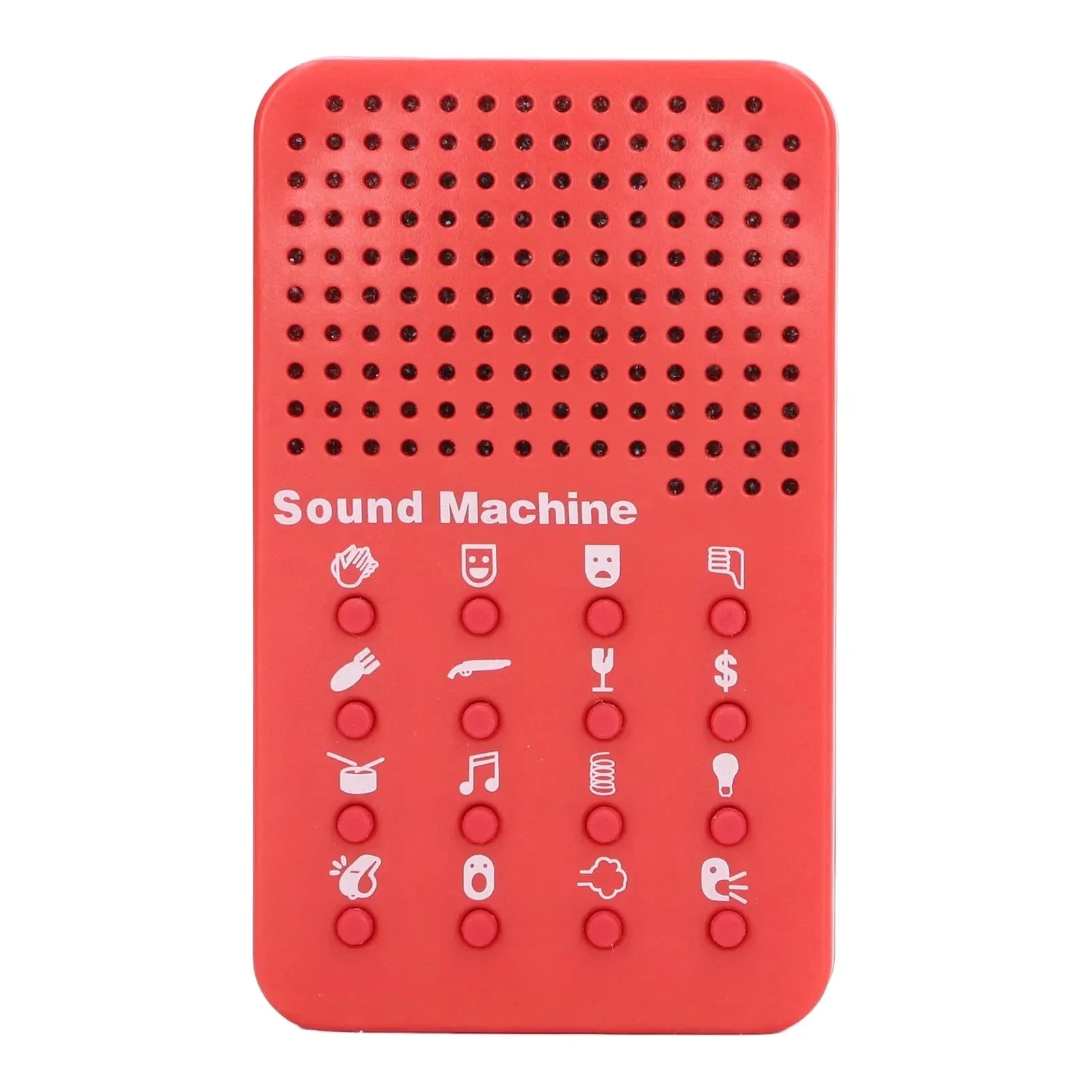 Red plastic funny sound maker machine with white buttons featuring 16 sound effects portable electronic novelty device