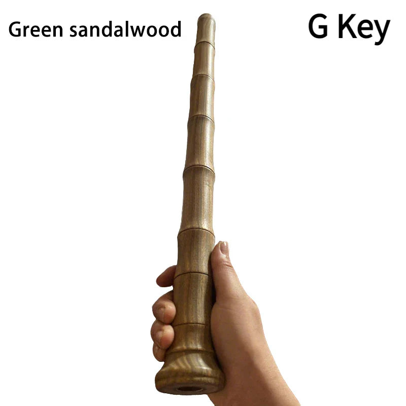 Green sandalwood key wooden xiao with bamboo-like segmented design for xiao handmade diy chinese vertical bamboo flute