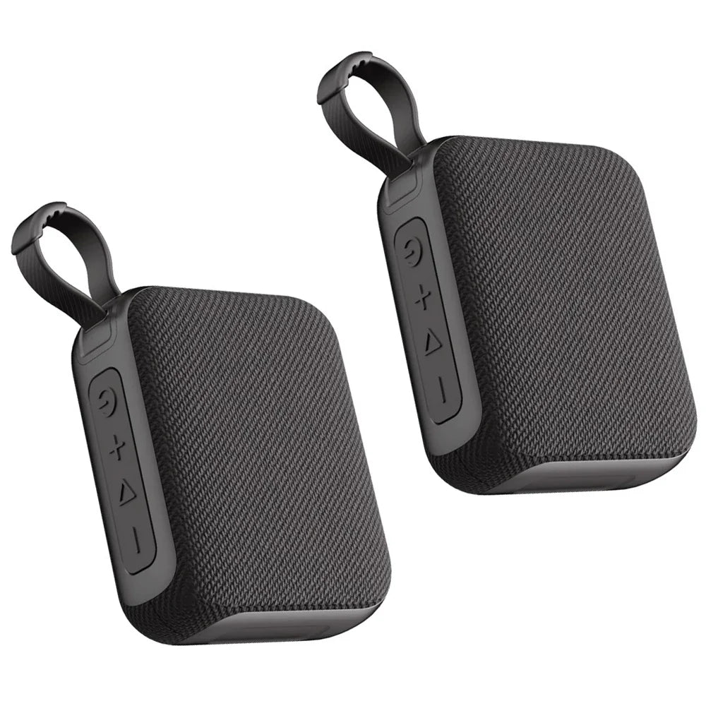 Black textured fabric g04 portable bluetooth speaker with control buttons and carrying loop for home theater use