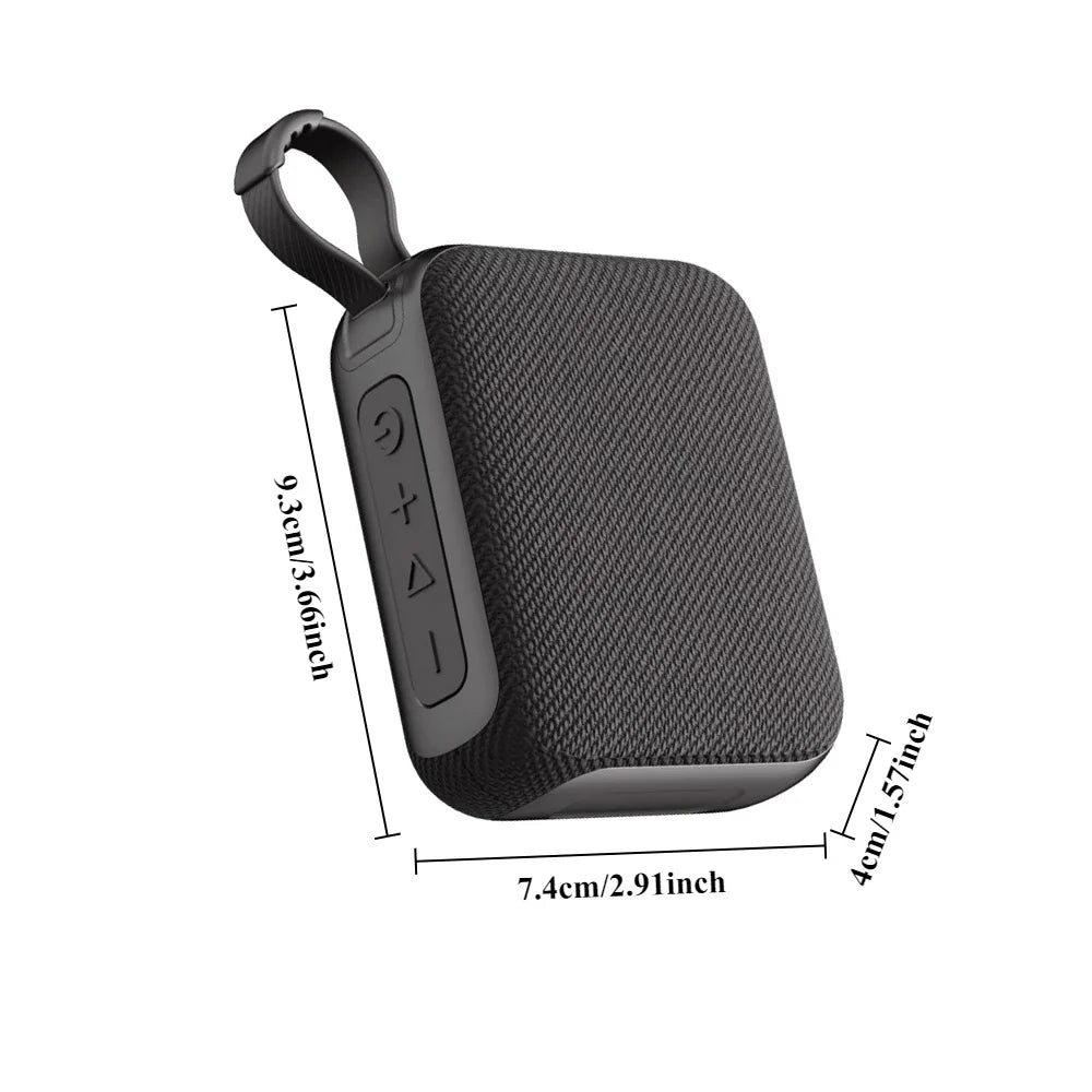 Black textured g04 subwoofer bluetooth speaker with carrying loop and control buttons for home theater use