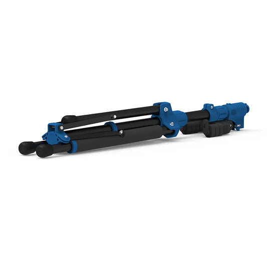 Blue and black galux gs210 universal tripod guitar stand with adjustable legs and rubber feet for acoustic electric guitar bass ukulele