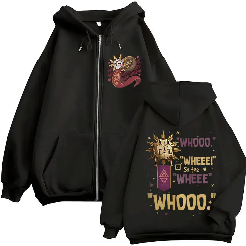 Black game esquie clair jacket hoody unisex featuring cartoon sun design high quality fleece sweatshirt zip up