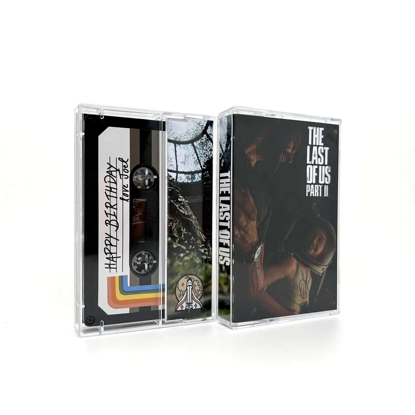 Clear plastic cassette tape case with the last of us part ii cover and handwritten birthday note for adam young music cassettes cosplay walkman recorder soundtracks box