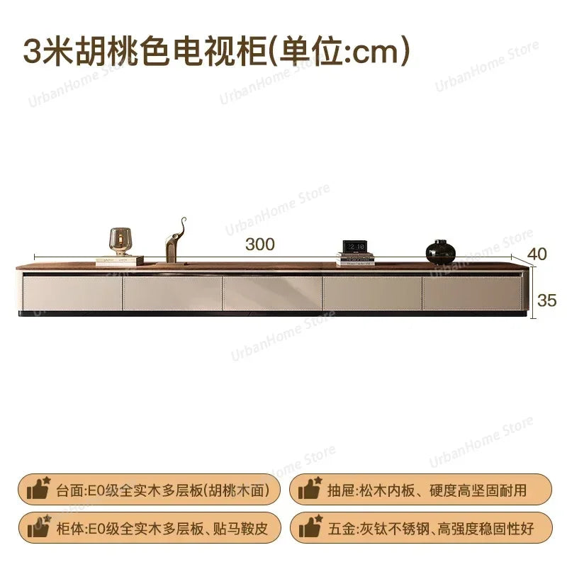 A sleek 3-meter peach-colored tv console with e0-grade solid wood top and pine plywood drawers for nordic arredamento house