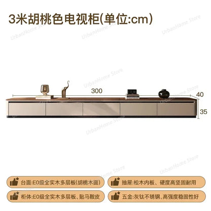 A sleek 3-meter peach-colored tv console with e0-grade solid wood top and pine plywood drawers for nordic arredamento house