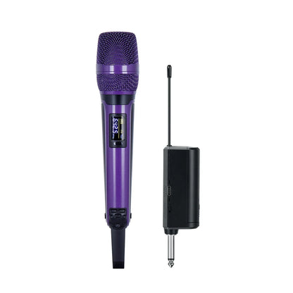 Purple gaw-skm9000a rechargeable wireless dynamic handheld vocal karaoke microphone with mesh grille and black receiver unit