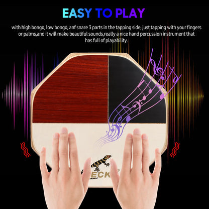 Wooden gecko sd6 cajon drum percussion instrument with red black cream tiger maple wood body and carrying bag