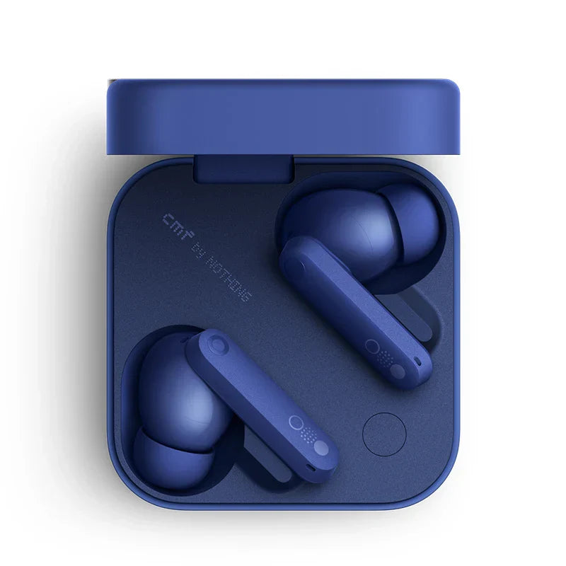 Nordic blue cmf buds pro wireless earbuds with matte finish noise cancellation dual drivers in a matching square case