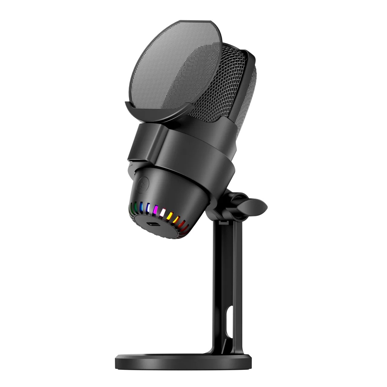Black razer seiren x usb microphone with mesh grille and rgb lighting accents in gooermi m9 professional podcast equipment kit