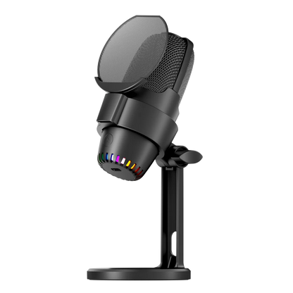 Black razer seiren x usb microphone with mesh grille and rgb lighting accents in gooermi m9 professional podcast equipment kit