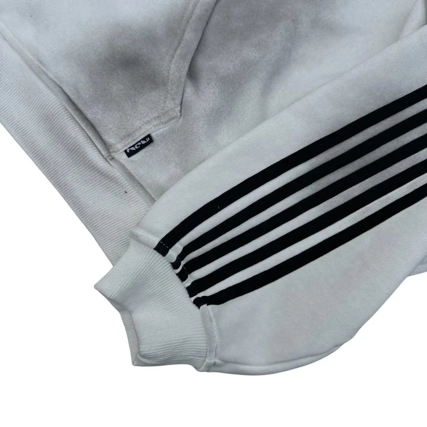 White gothic punk y2k hoodie two piece set with black striped embroidered zipper on sleeves for casual wear