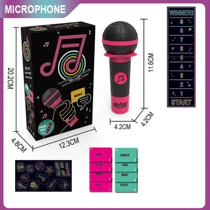 Pink and black foam microphone with textured grip for family karaoke game board set and singers kid gift toy