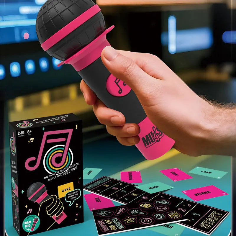 Pink and black foam microphone with textured grip for grabbing mic game singer karaoke master family gatherings games