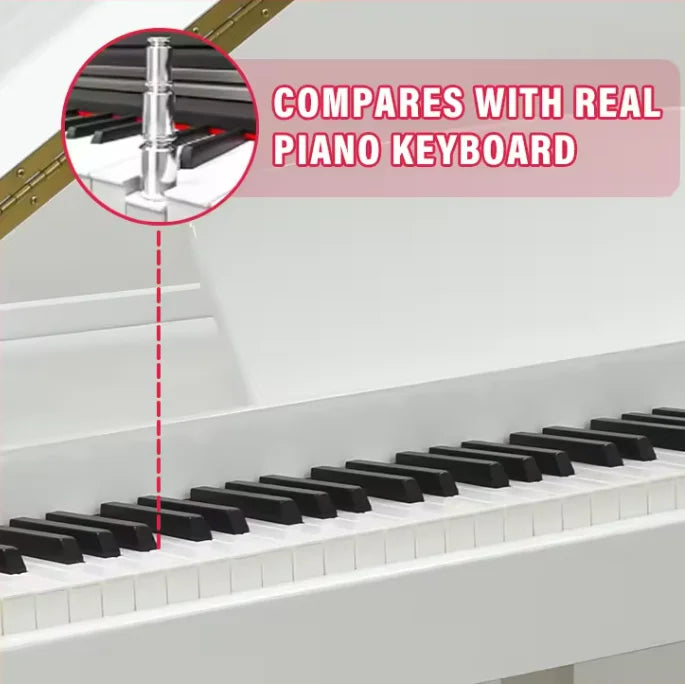 White grand piano electronic keyboard instruments professionnel with 88 black and white keys and realistic upright digital grand design