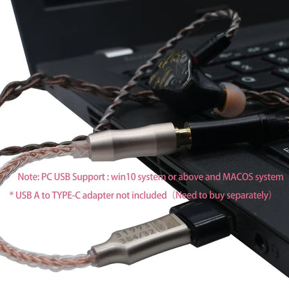 Black and silver in-ear headphones with braided copper cable and metallic connector for graveaudio da06 cx31993 iem amp mobile audio decoder
