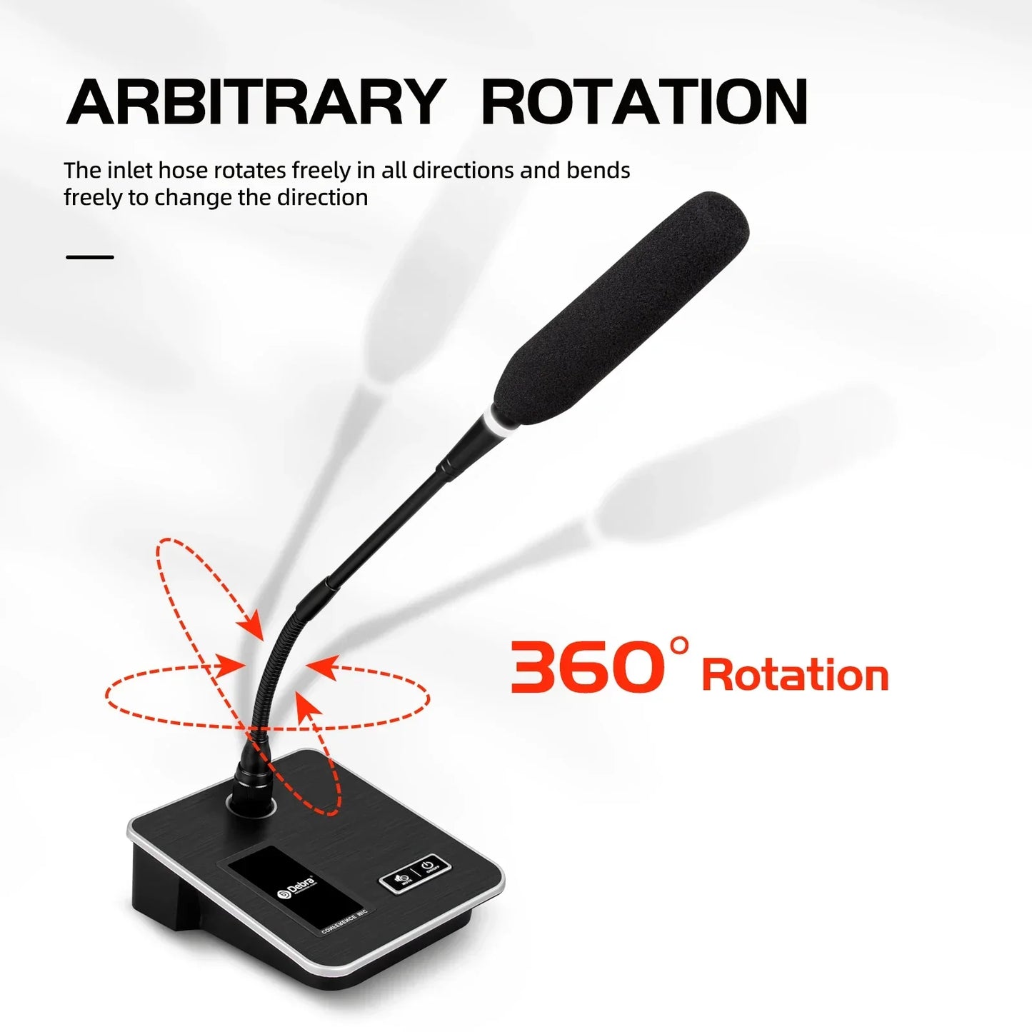 Black gsn10 professional desktop gooseneck microphone with foam windscreen and xlr 5v power for live conference recording