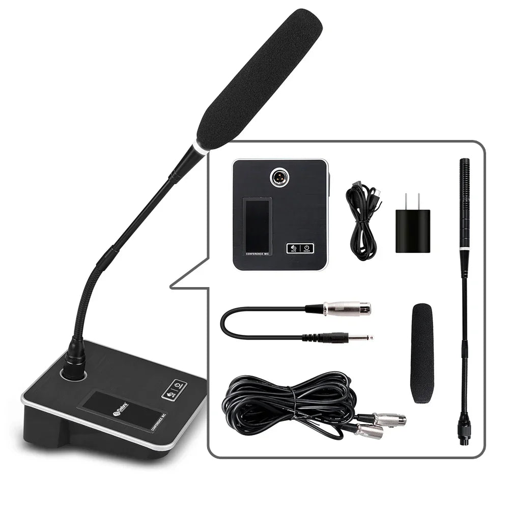 Black gsn10 professional desktop gooseneck microphone with xlr 5v power supply for live conference recording and gaming