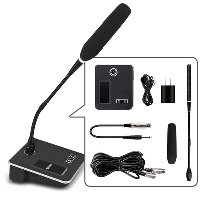 Black gsn10 professional desktop gooseneck microphone with xlr 5v power supply for live conference recording and gaming