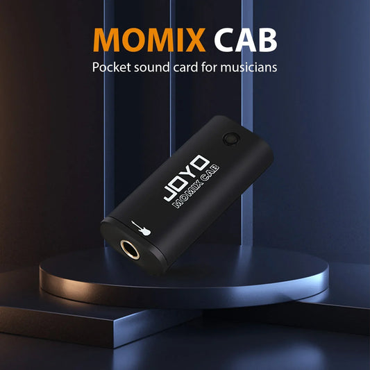 Blackjoyo momix guitar audio interface with sleek cylindrical design white branding gold audio jack and conversion adapter