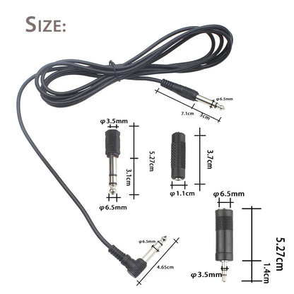 Black guitar audio cable with angled and straight 6.35mm connectors featuring textured grips for electric guitar use
