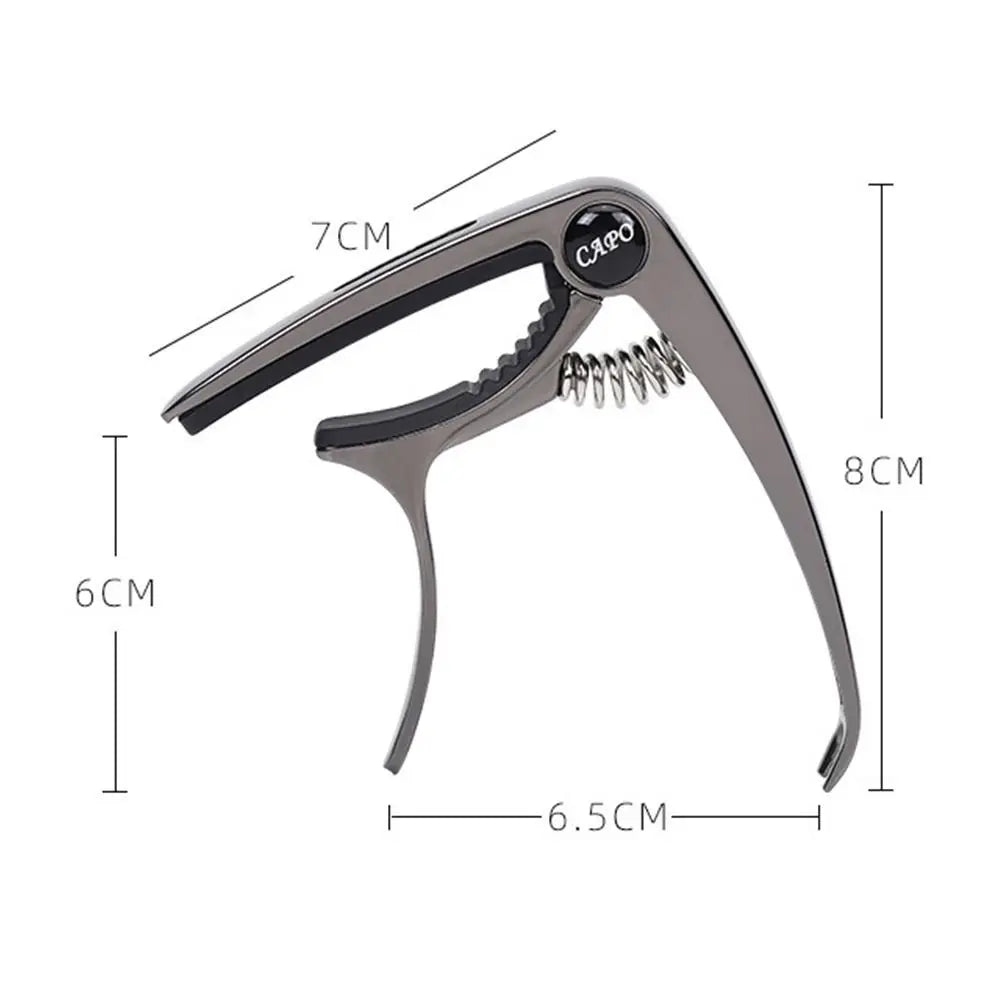 Black and silver guitar capo metal with spring mechanism made of aluminum alloy for acoustic electric musical instruments